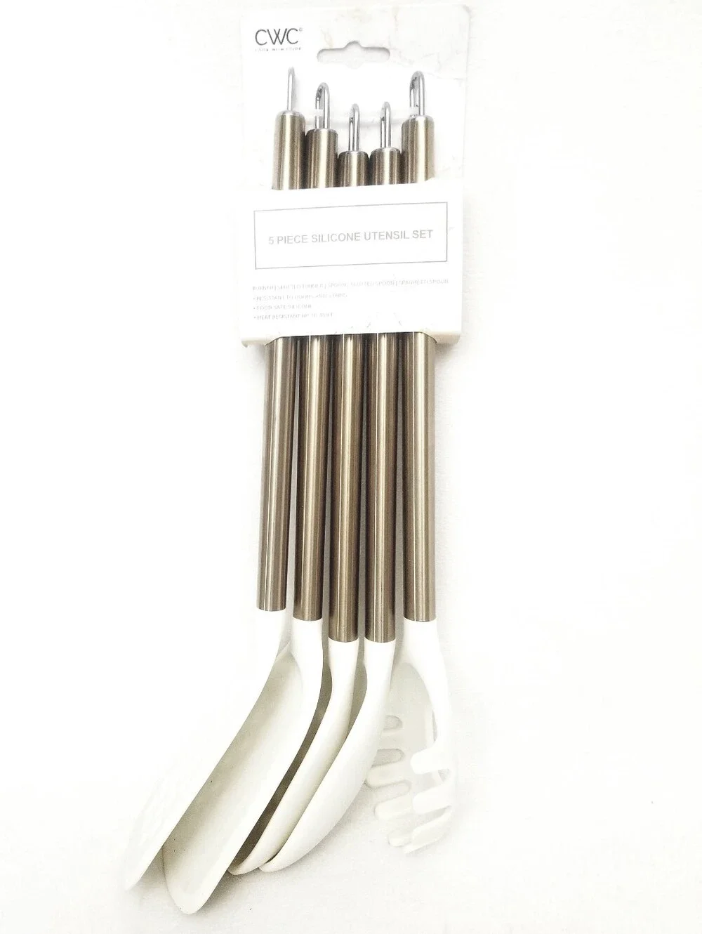 CWC White Silicone 5-Piece Kitchen Utensil Set